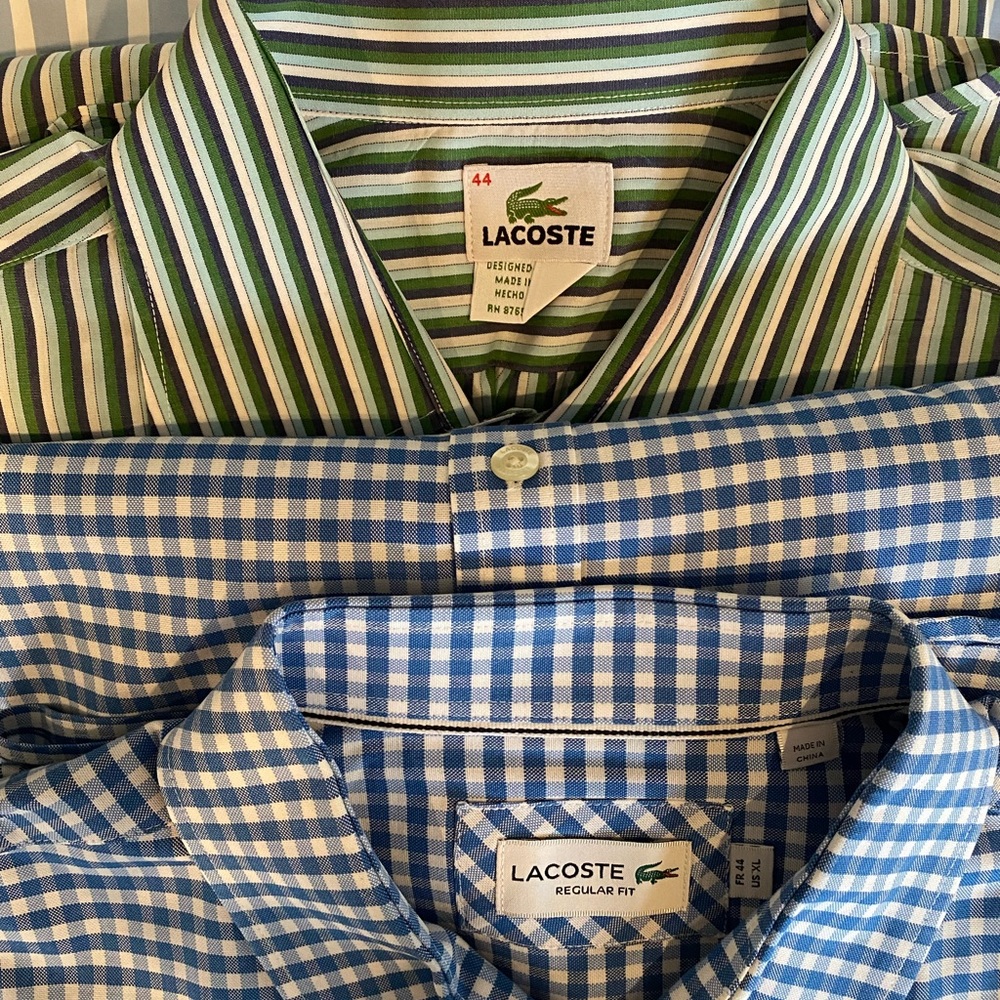 Mens XL Lacoste Button Down Shirt lot.
